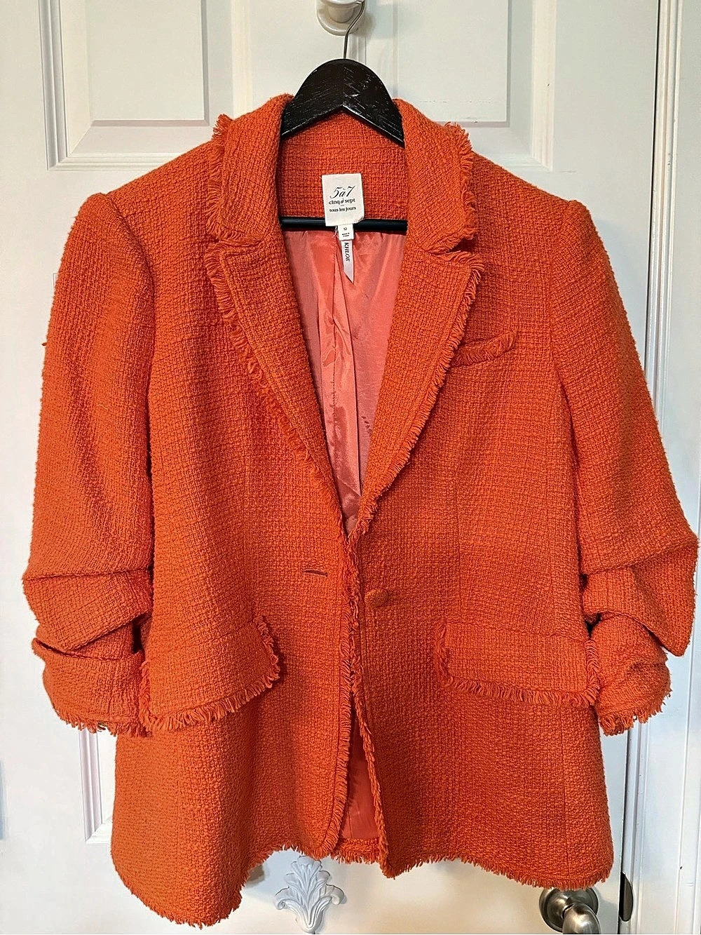 Cinq a Sept, Khloe Textured Blazer in Orange Size 12 (sought out color)
